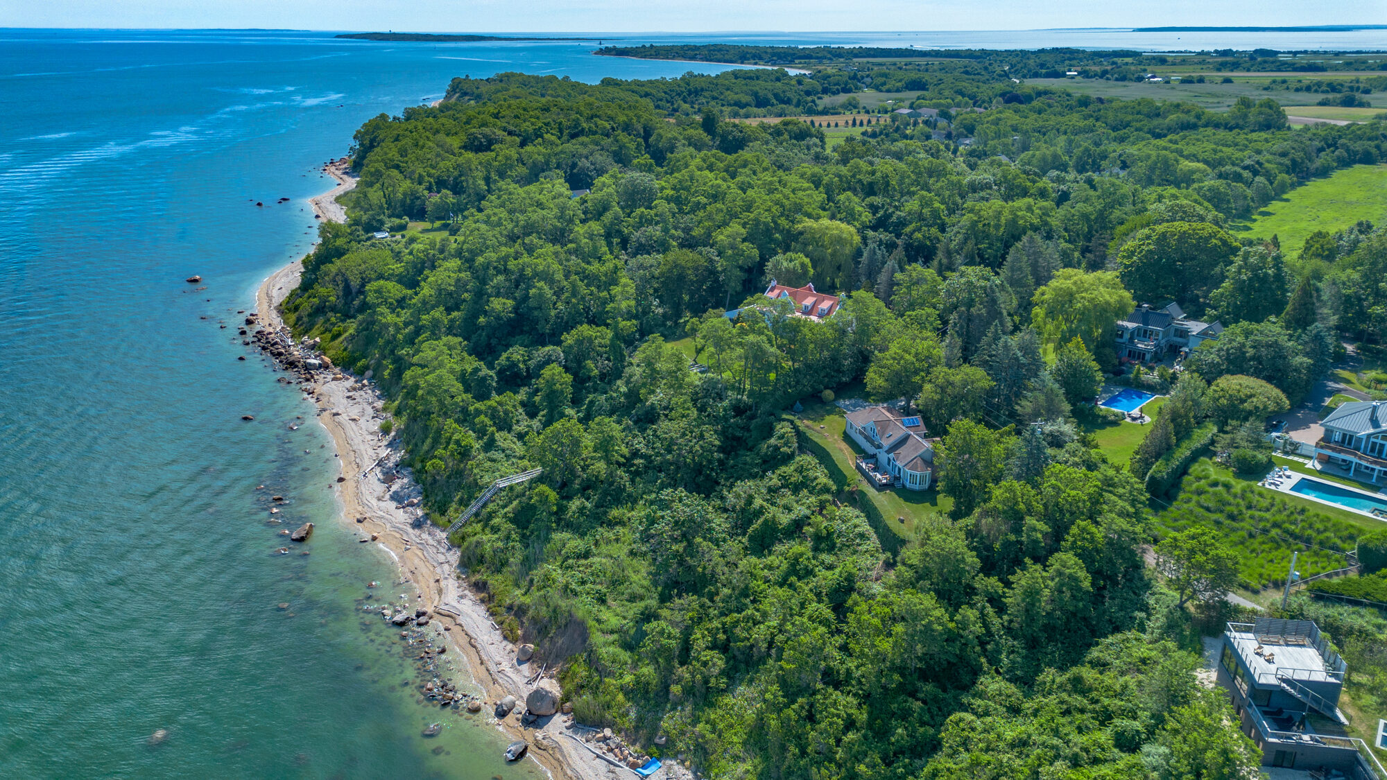 Browns Hills peninsula and Sound beach from above
